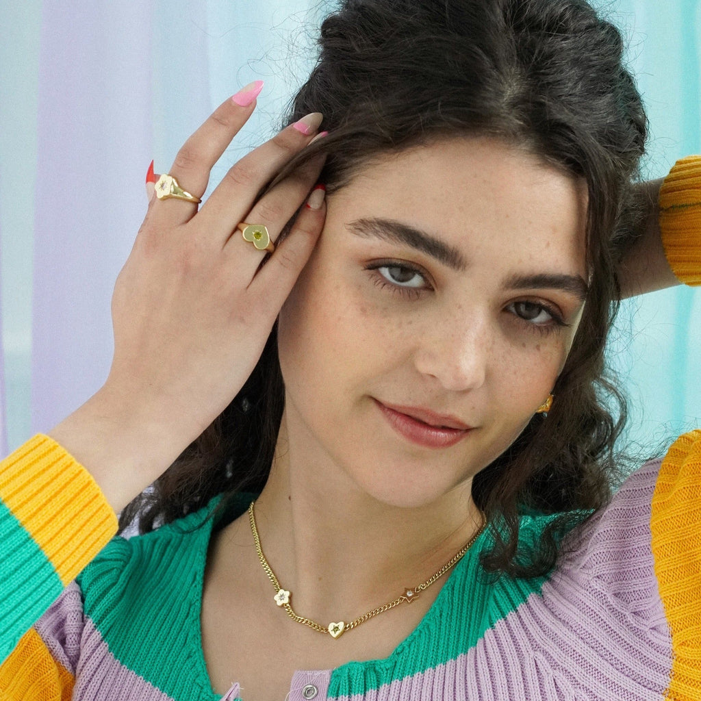 Peridot Heart Signet Ring - Cara & The Sky