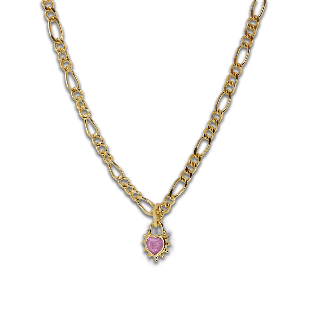 Pink Heart Chunky Figaro Necklace - Cara & The Sky
