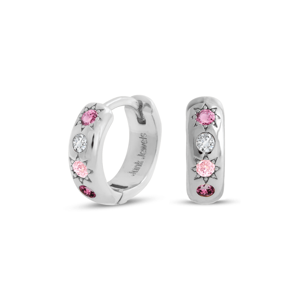 Pink Stone Petite Hoop Earrings - Cara & The Sky