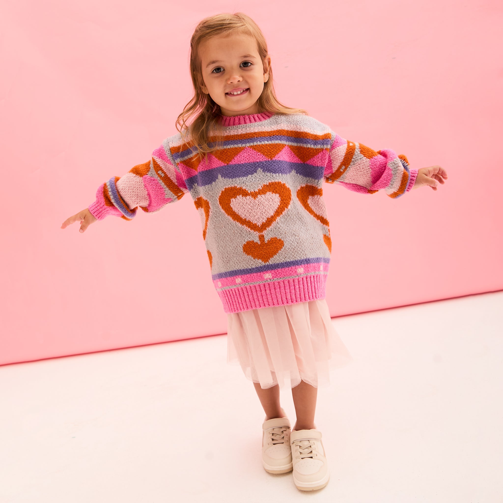 Poppy Mini Me Heart Intarsia Knitted Jumper