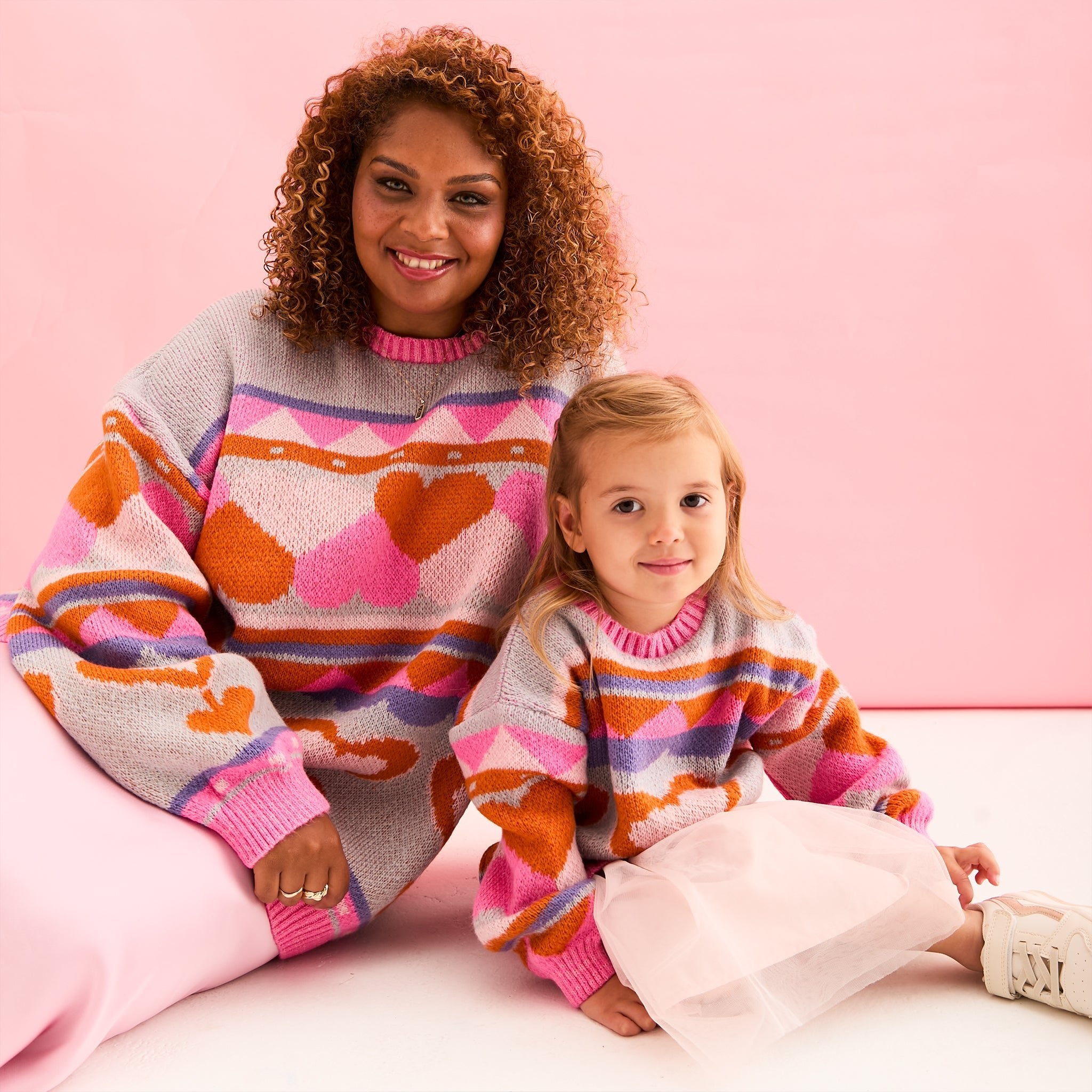 Poppy Mini Me Heart Intarsia Kids Knitted Jumper - Blue | Cara