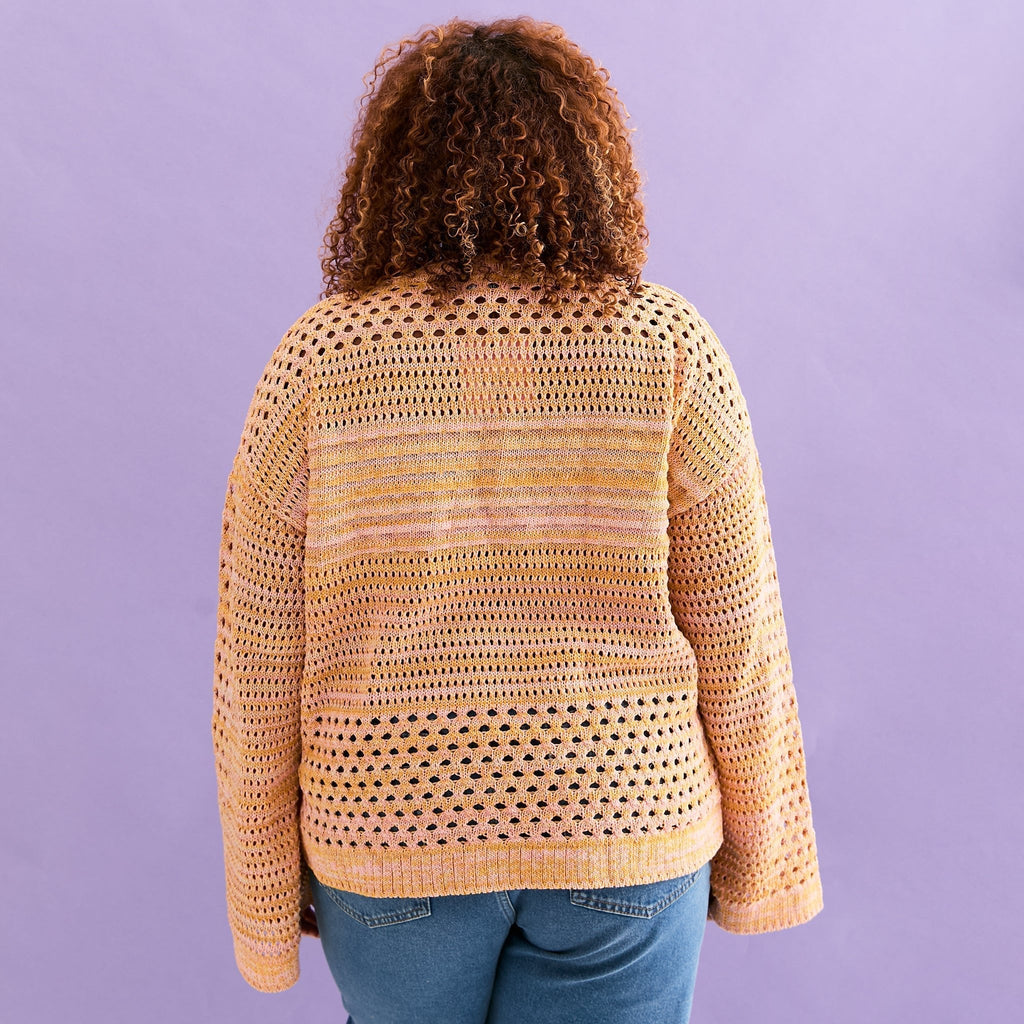 RESALE | Gala Recycled Cotton Mix Pointelle Wide Sleeve Jumper - Orange - Cara & The Sky