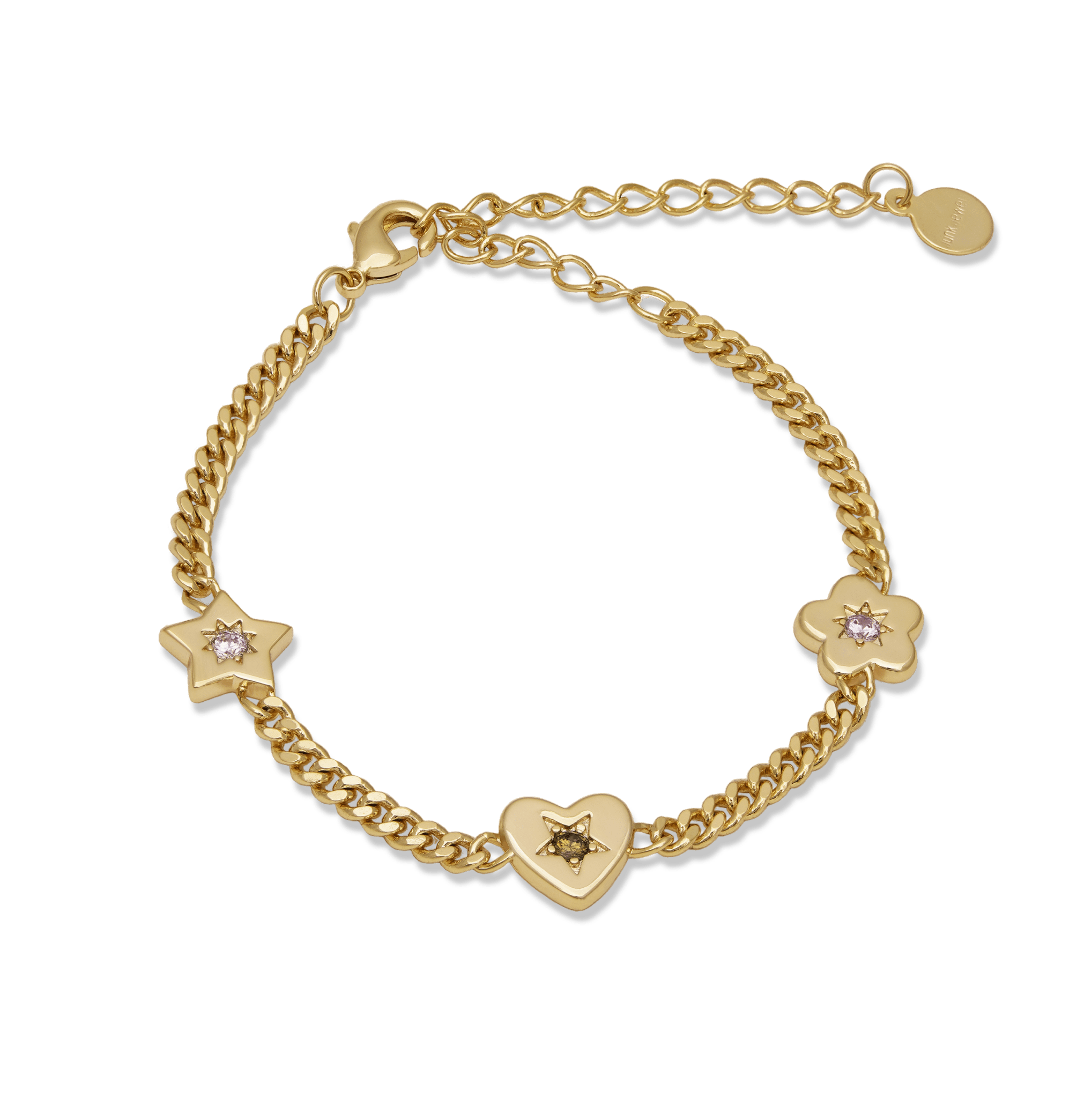 Retro Gemstone Charm Bracelet
