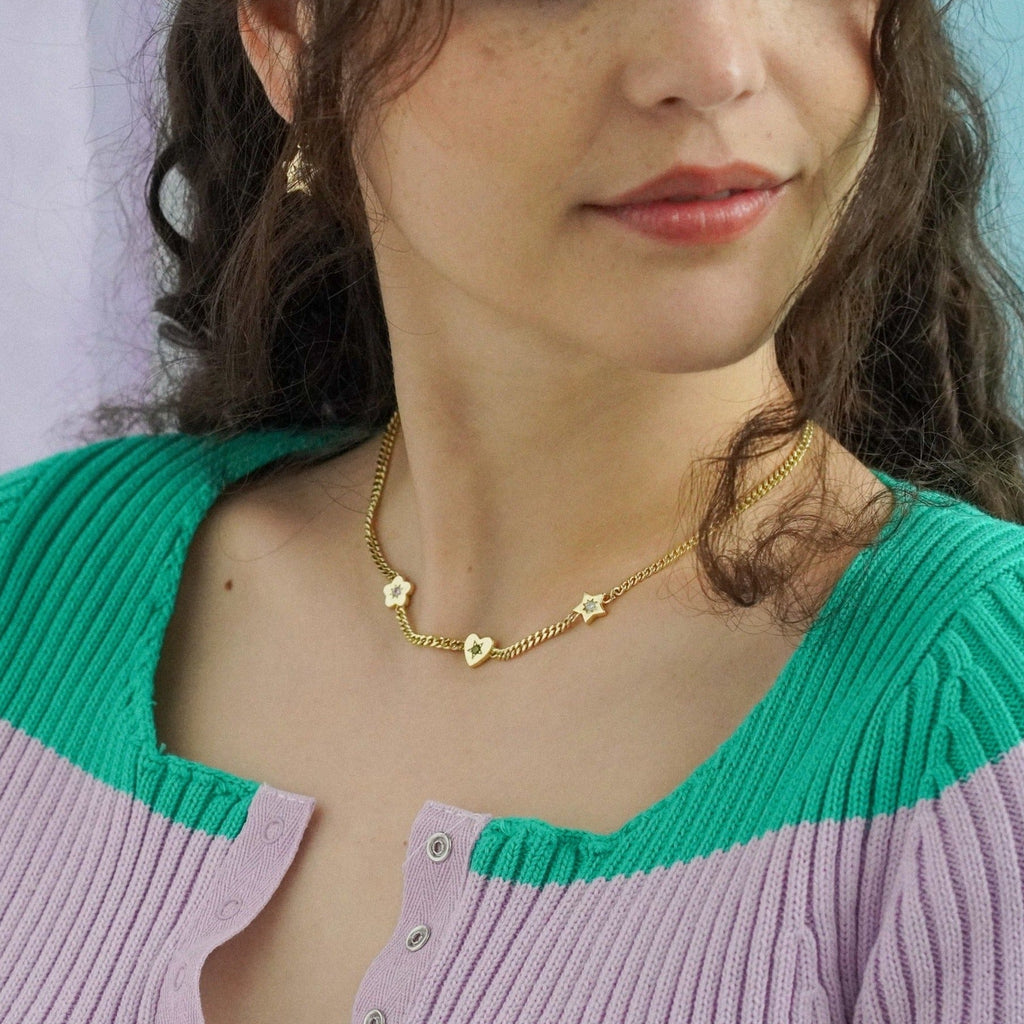 Retro Gemstone Charm Necklace - Cara & The Sky