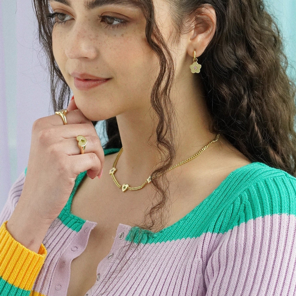 Retro Gemstone Charm Necklace - Cara & The Sky