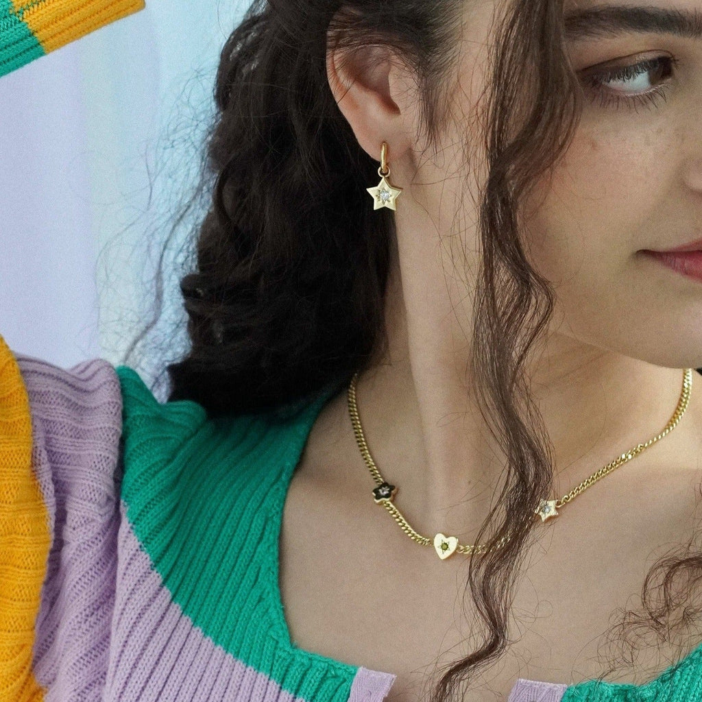 Retro Gemstone Charm Necklace - Cara & The Sky