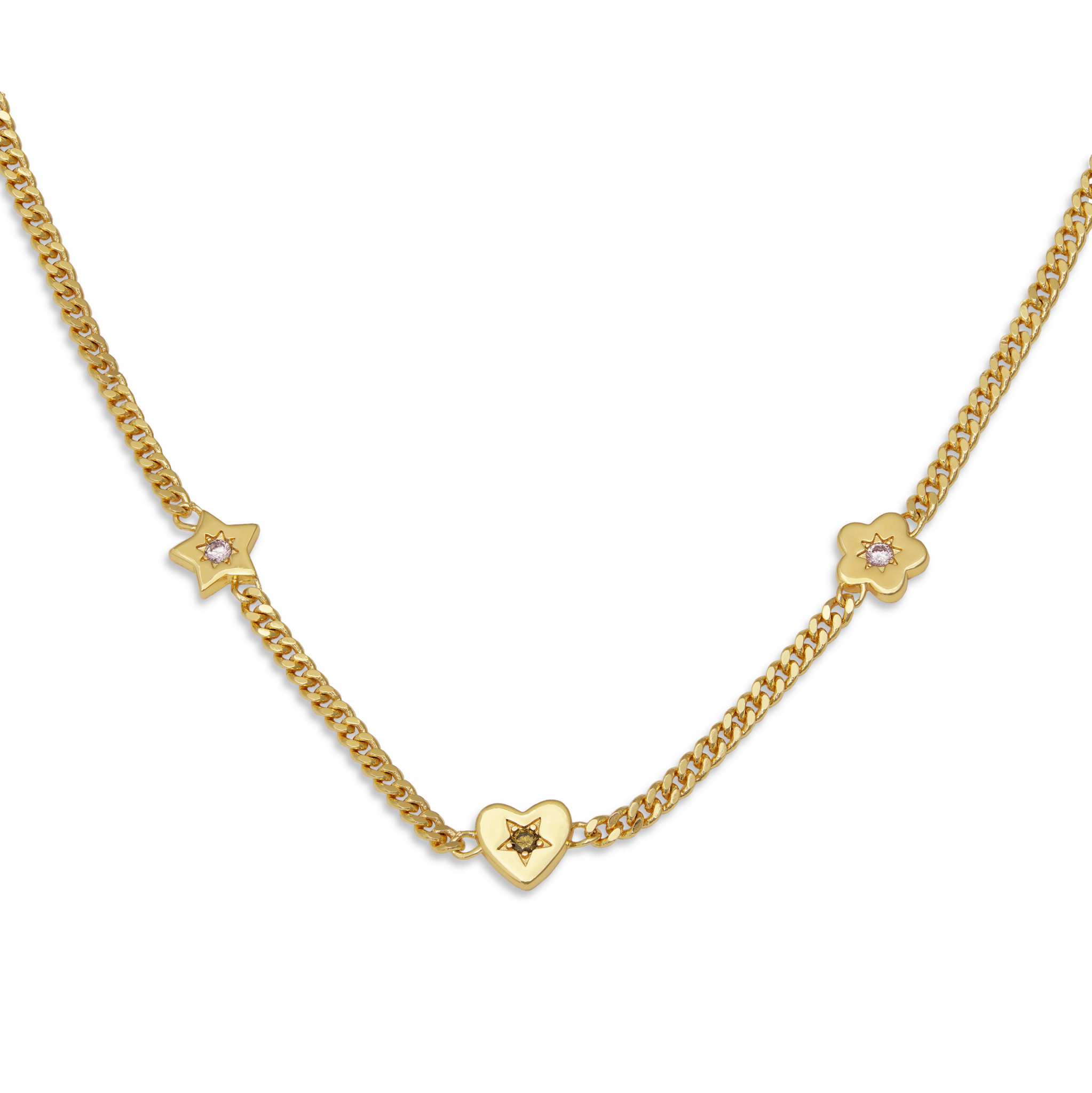 Retro Gemstone Charm Necklace