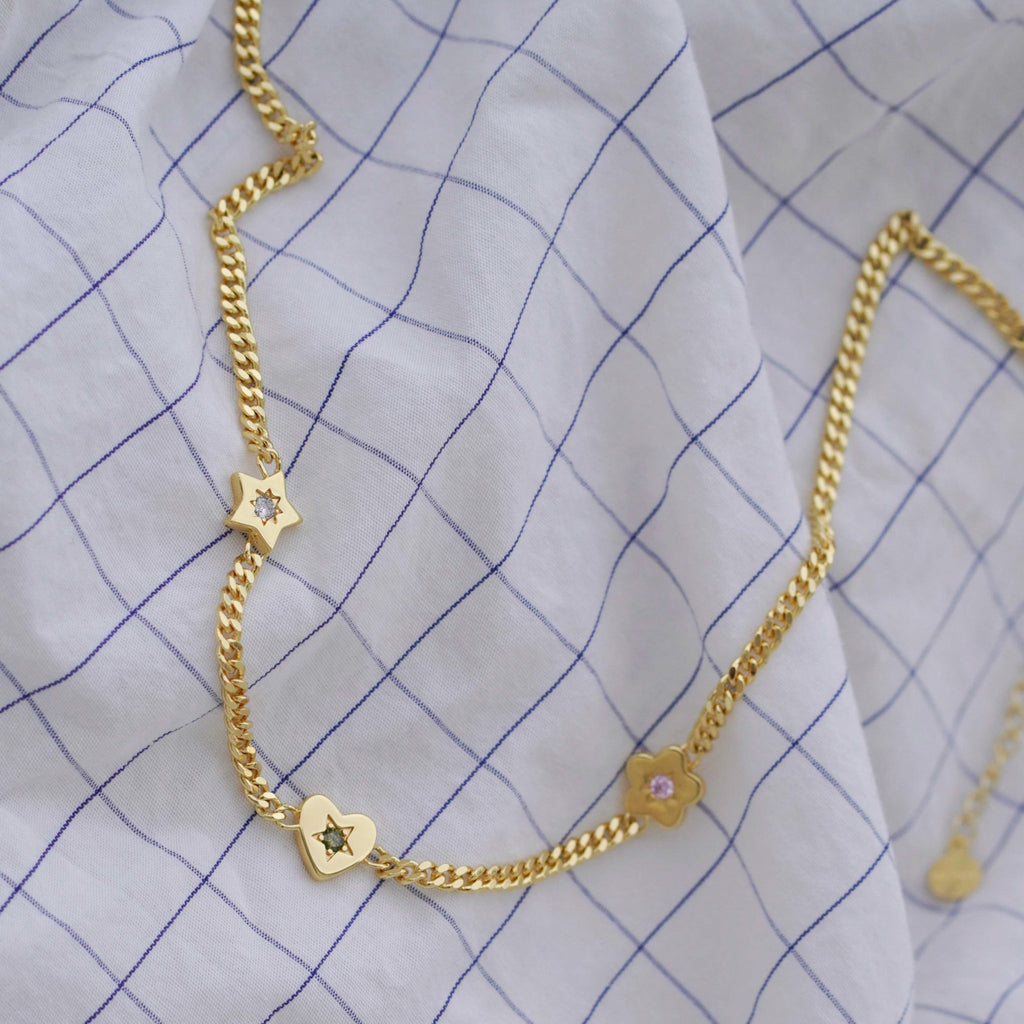 Retro Gemstone Charm Necklace - Cara & The Sky