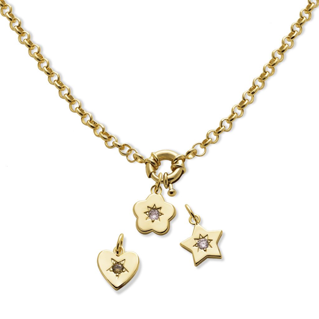 Retro Multi - Charm Chunky Chain Necklace - Cara & The Sky