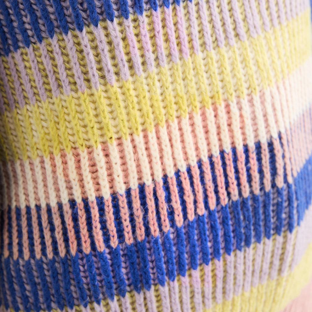 Tasha Oversized Balloon Sleeve Stripe Roll Neck Jumper - Pink - Cara & The Sky