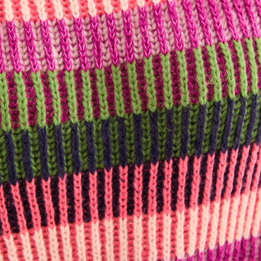 Tasha Oversized Balloon Sleeve Stripe Roll Neck Jumper - Purple - Cara & The Sky
