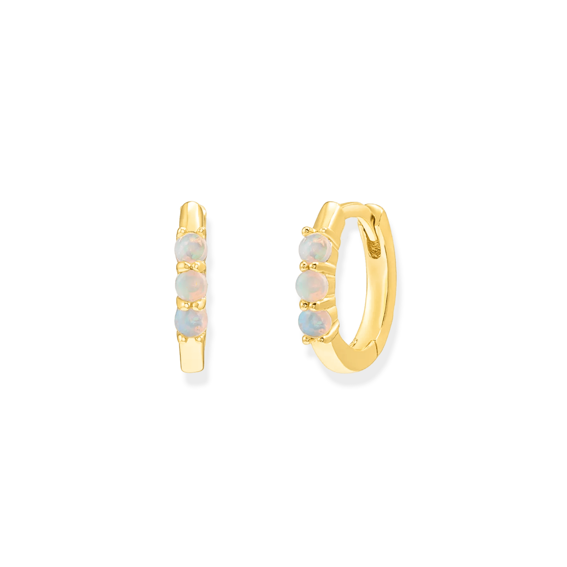 Triple Opal Huggie Hoop Earrings
