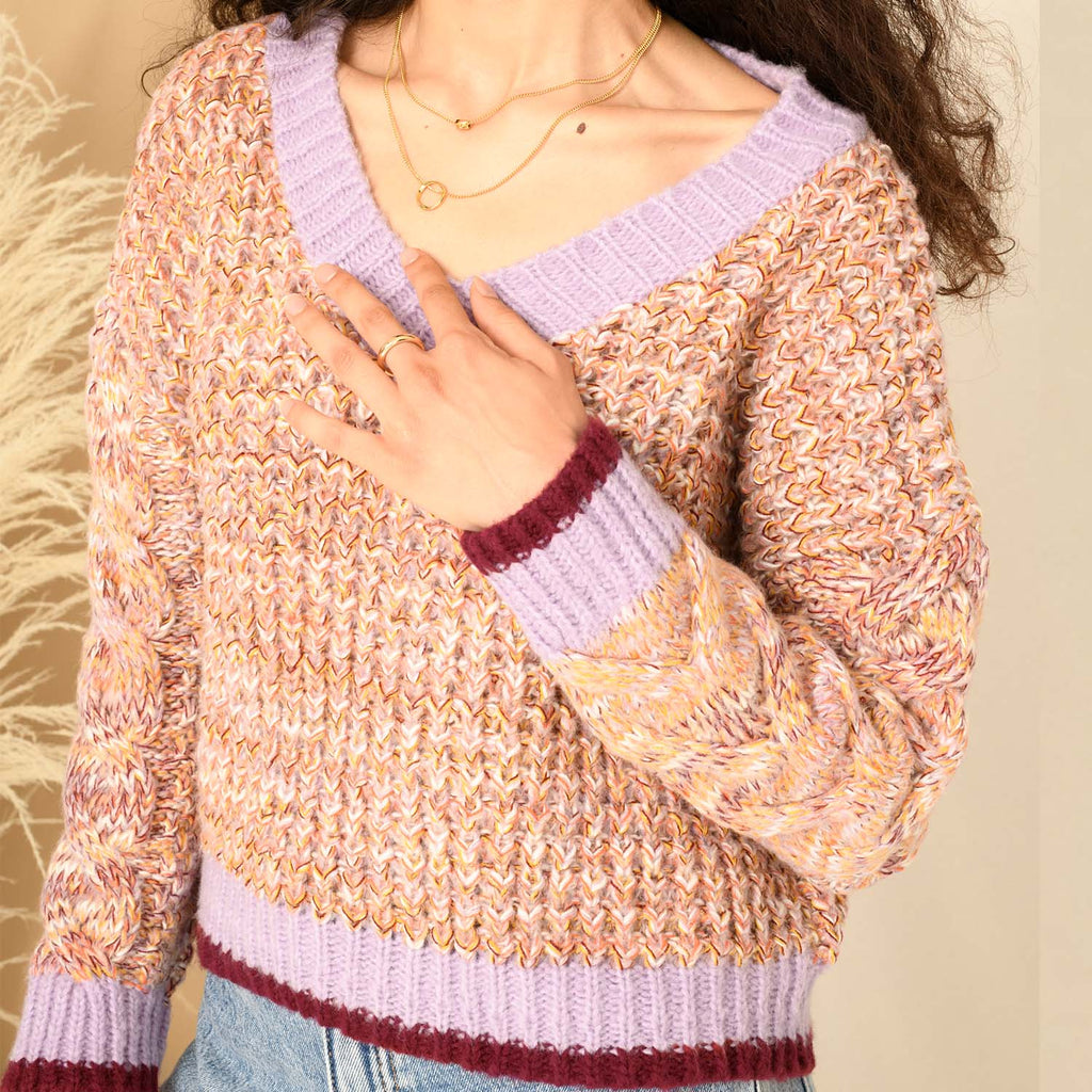 Amy V-Neck Cable Jumper - Cara & The Sky