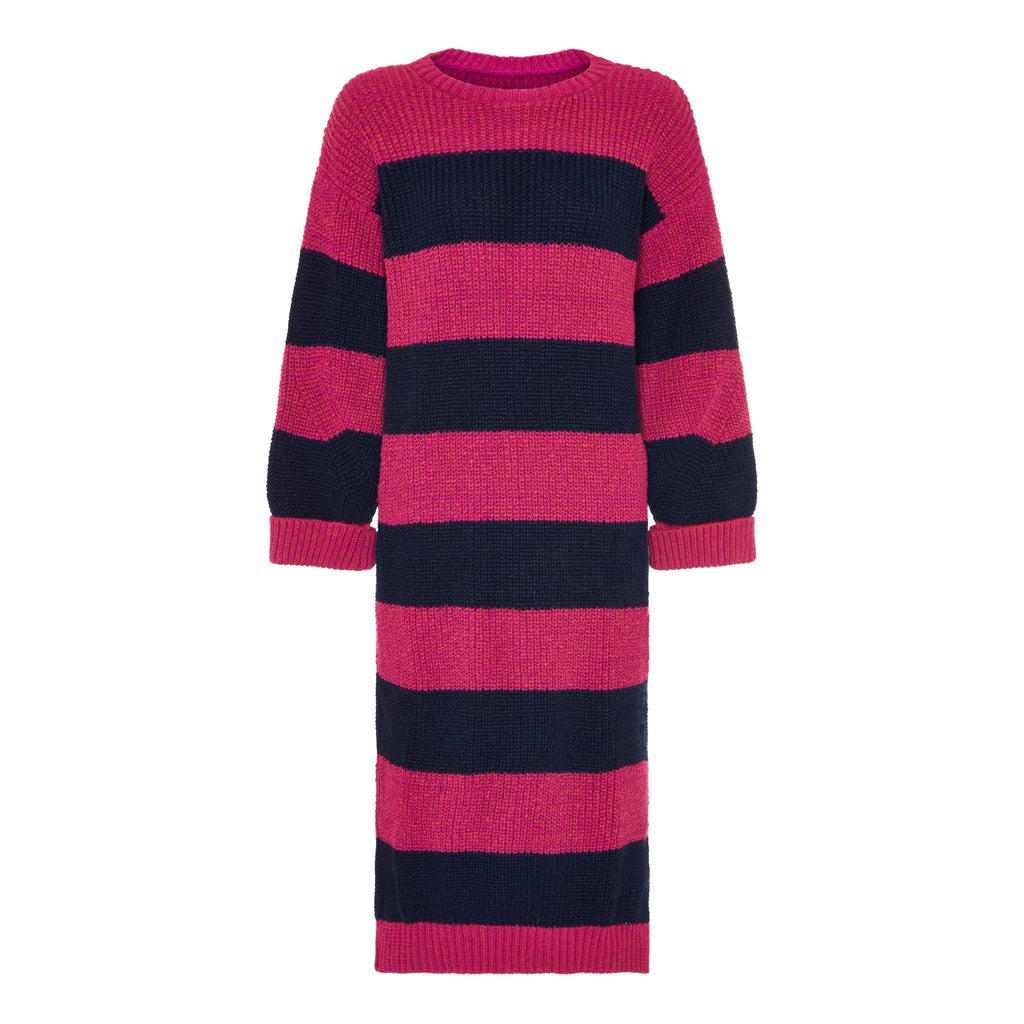 Antonia Chunky Stripe Midi Dress - Navy - Cara & The Sky