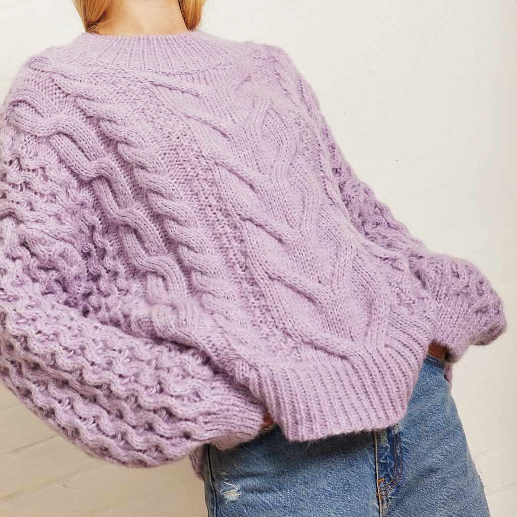 Bella Cable High Neck Jumper - Lilac - Cara & The Sky