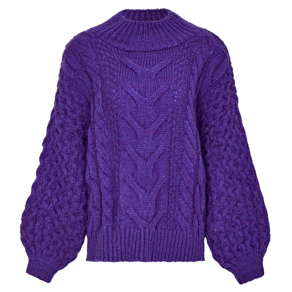 Bella Cable High Neck Jumper - Violet - Cara & The Sky