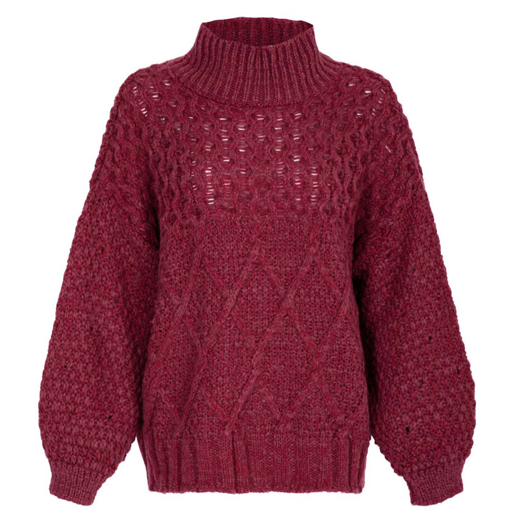 Bella Cable Jumper - Berry - Cara & The Sky
