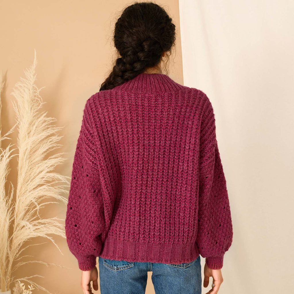 Bella Cable Jumper - Berry - Cara & The Sky