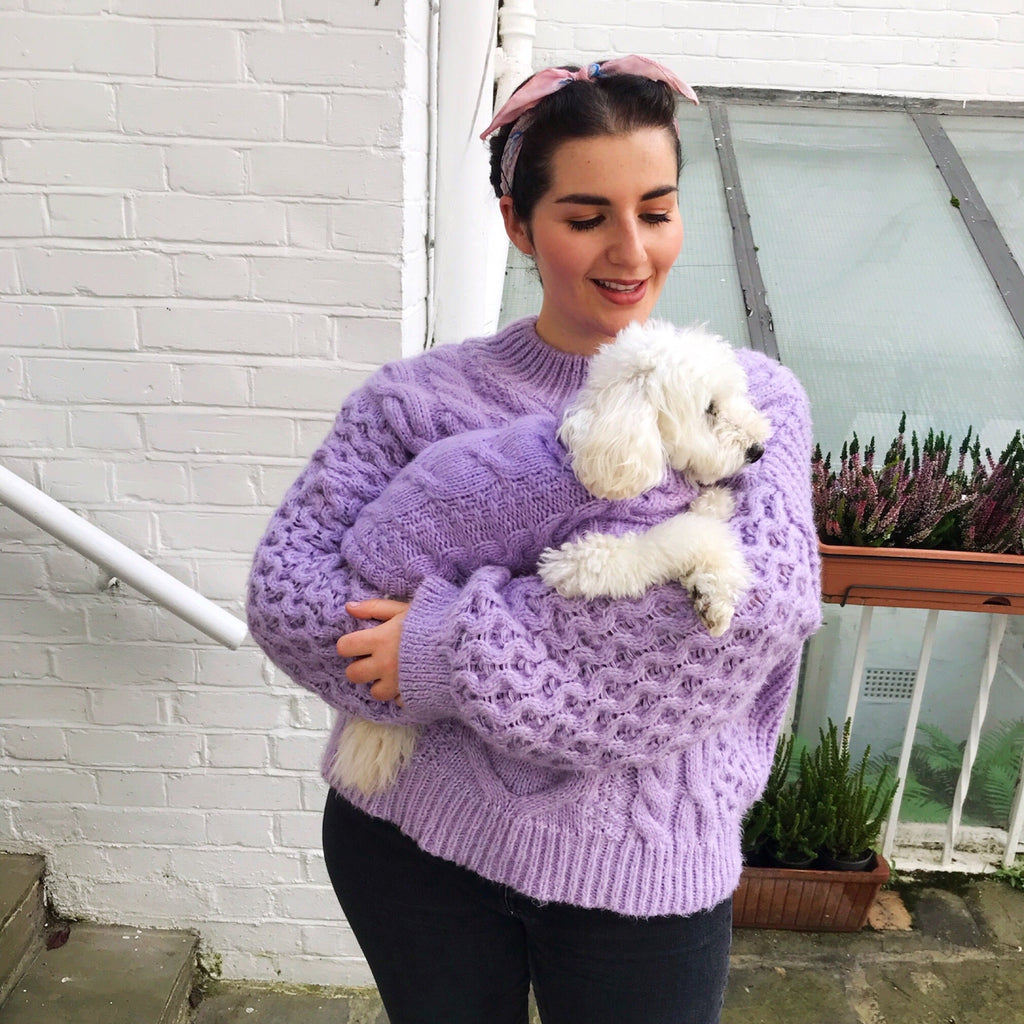 Bella Paws Cable Dog Jumper - Lilac - Cara & The Sky