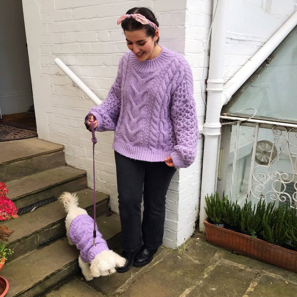 Bella Paws Cable Dog Jumper - Lilac - Cara & The Sky