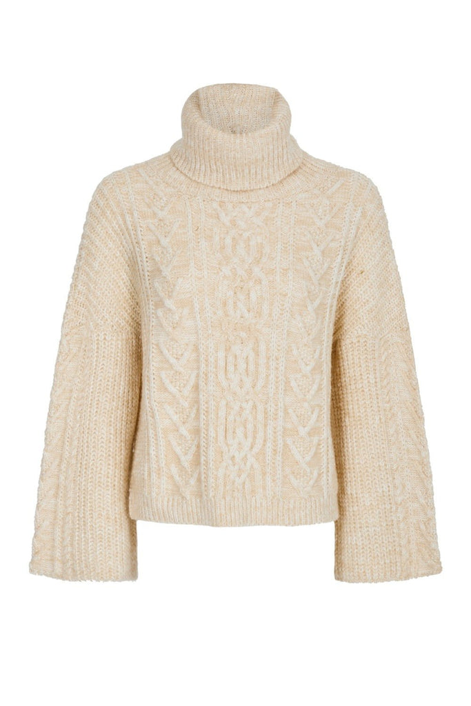 Coral Roll Neck Jumper - Beige - Cara & The Sky