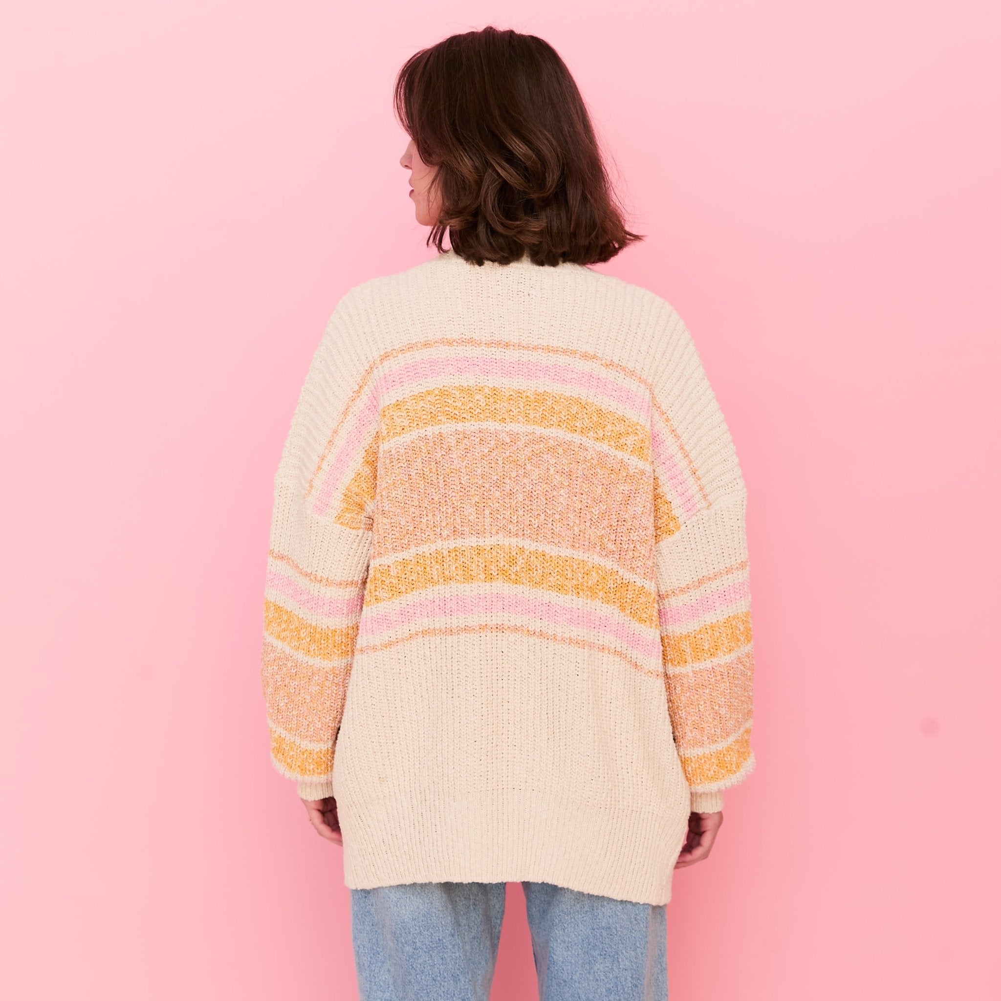 Dani Chunky Stripe Balloon Sleeve Cardigan Cara The Sky