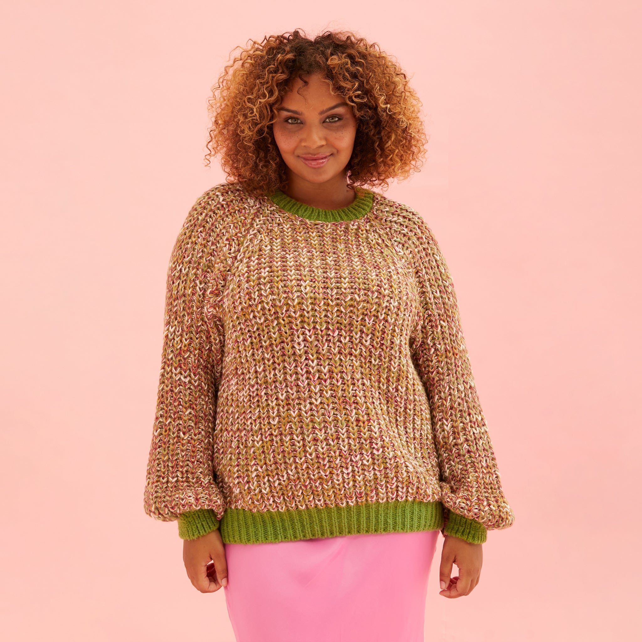 Debbie Twist High Neck Knitted Jumper Olive Green