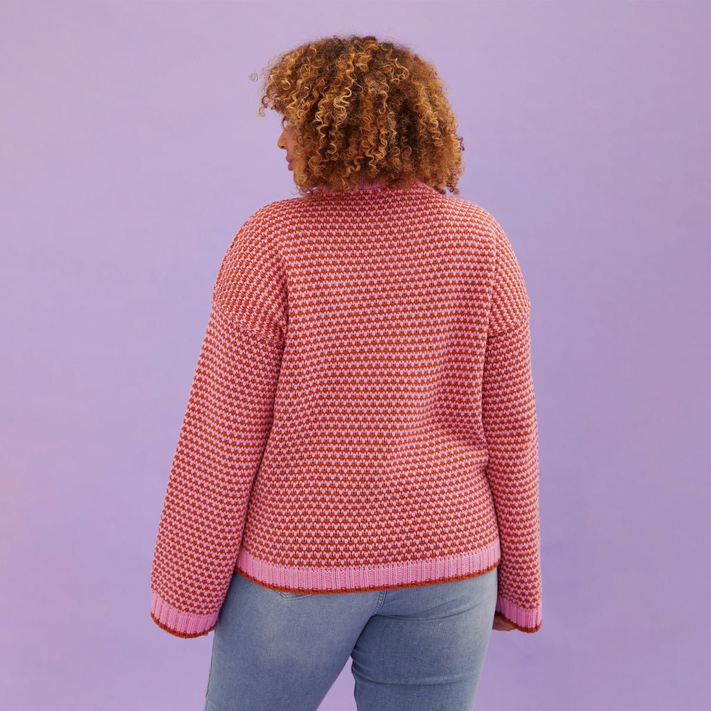 Frankie Cable Crew Neck Jumper - Pink - Cara & The Sky
