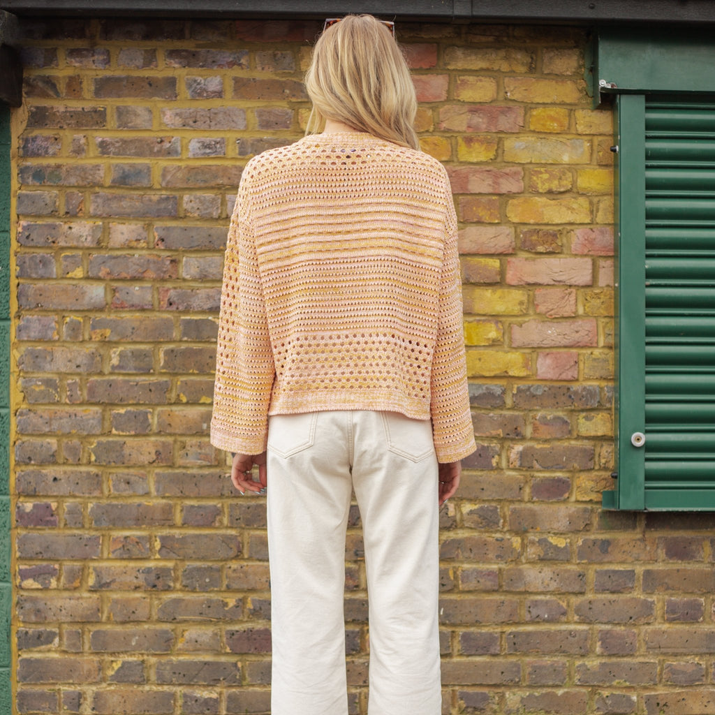 Gala Recycled Cotton Mix Pointelle Wide Sleeve Jumper - Orange - Cara & The Sky
