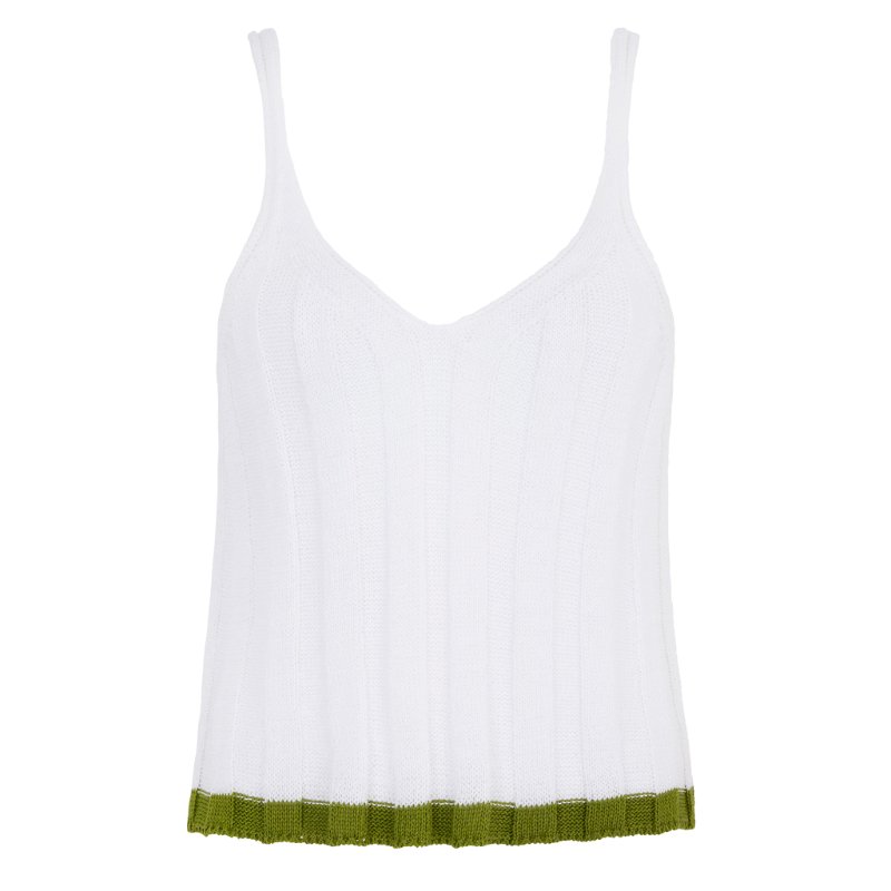 Jodie Ribbed Knitted Cami Vest - White - Cara & The Sky