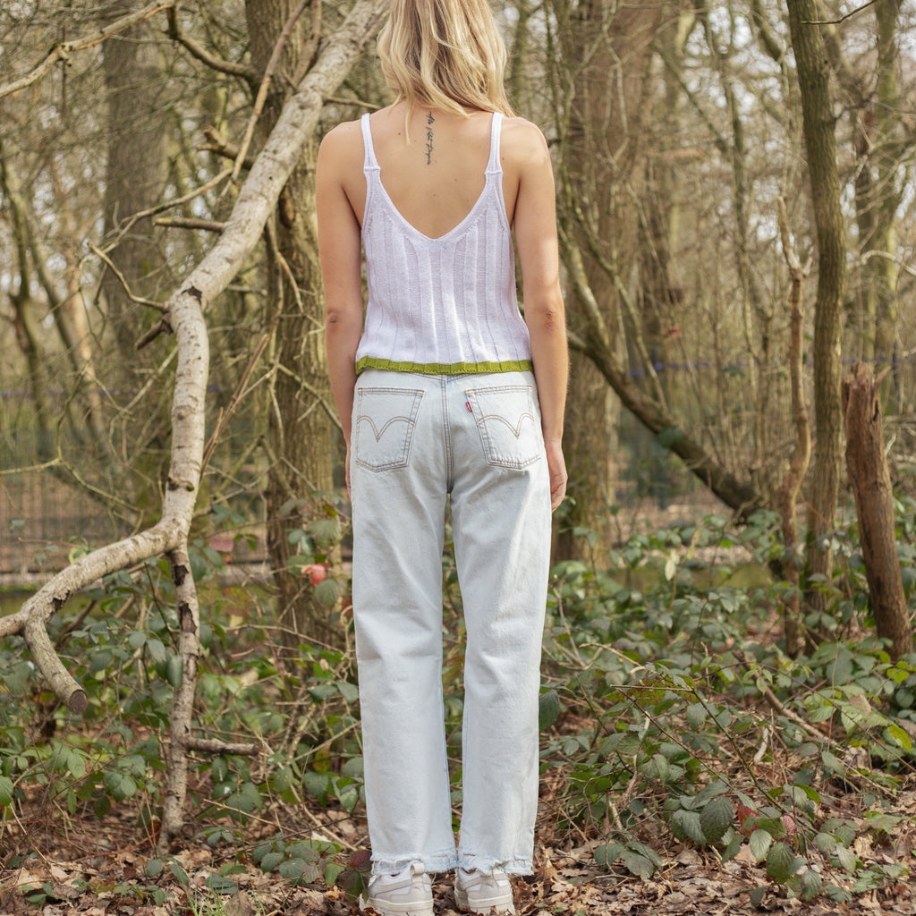 Jodie Ribbed Knitted Cami Vest - White - Cara & The Sky