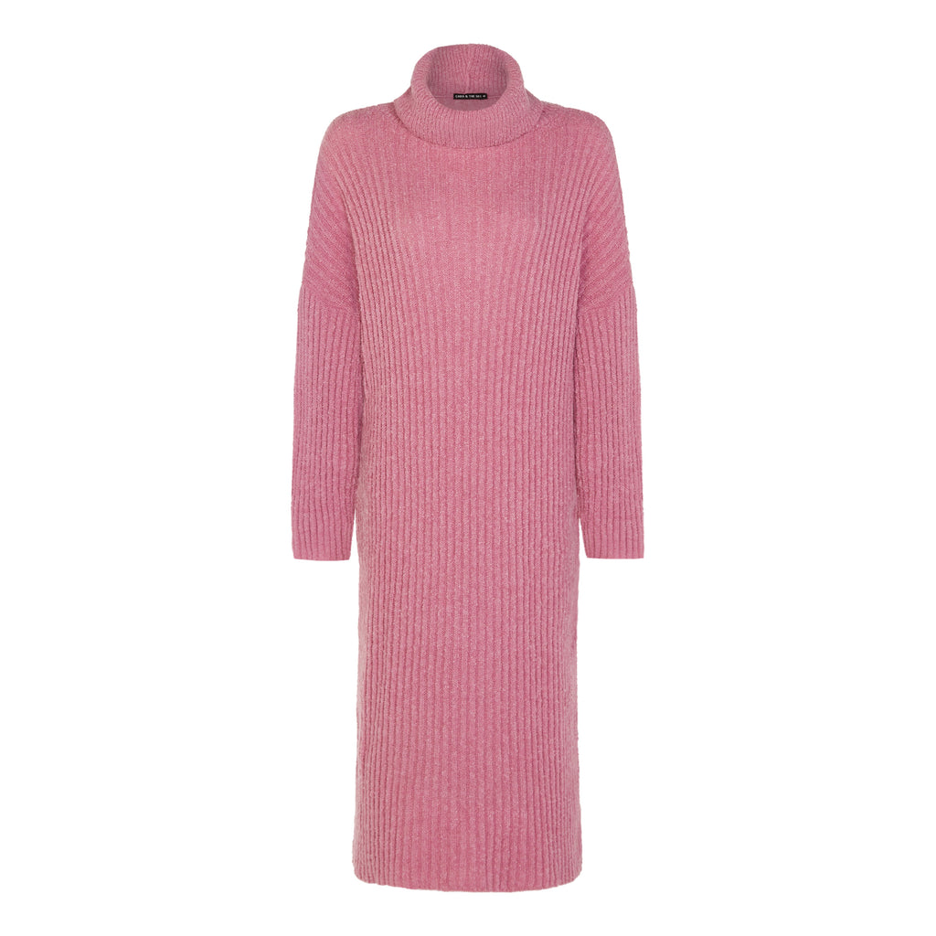 Joey Roll Neck Midi Dress - Dusky Pink - Cara & The Sky