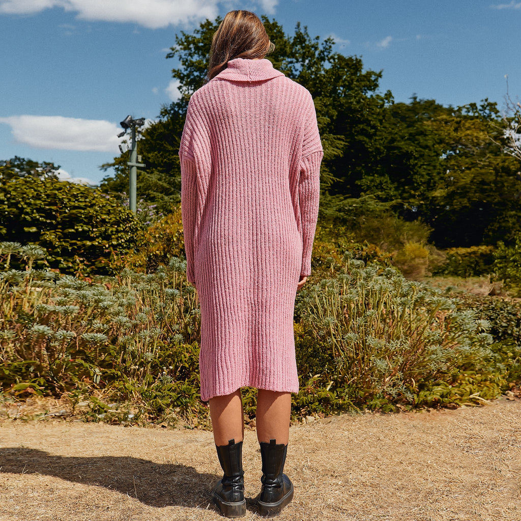 Joey Roll Neck Midi Dress - Dusky Pink - Cara & The Sky