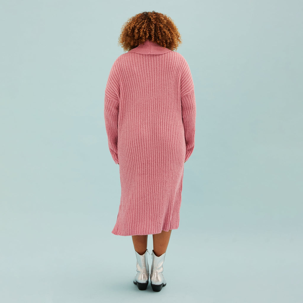 Joey Roll Neck Midi Dress - Dusky Pink - Cara & The Sky