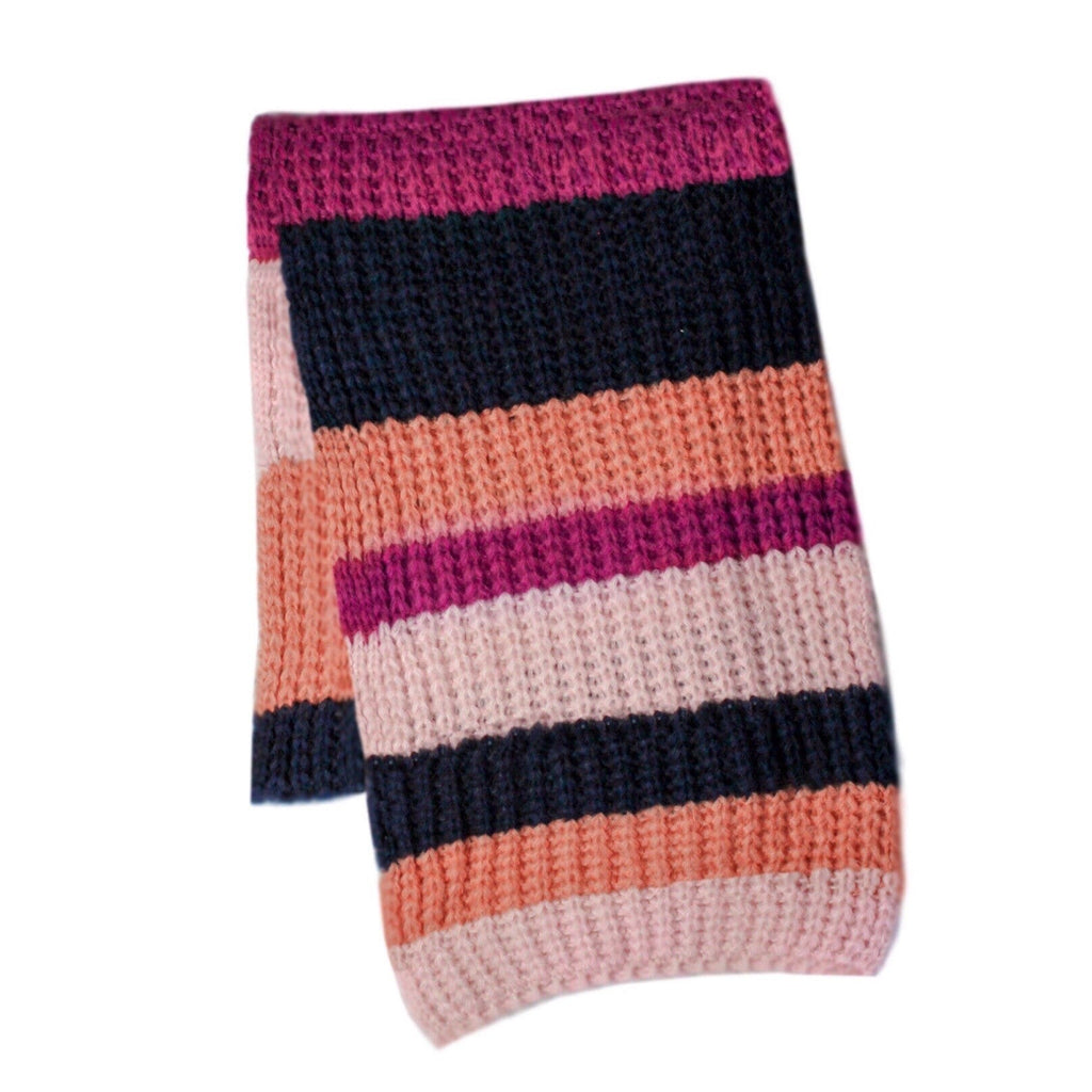 Leia Stripe Oversized Chunky Scarf - Berry - Cara & The Sky