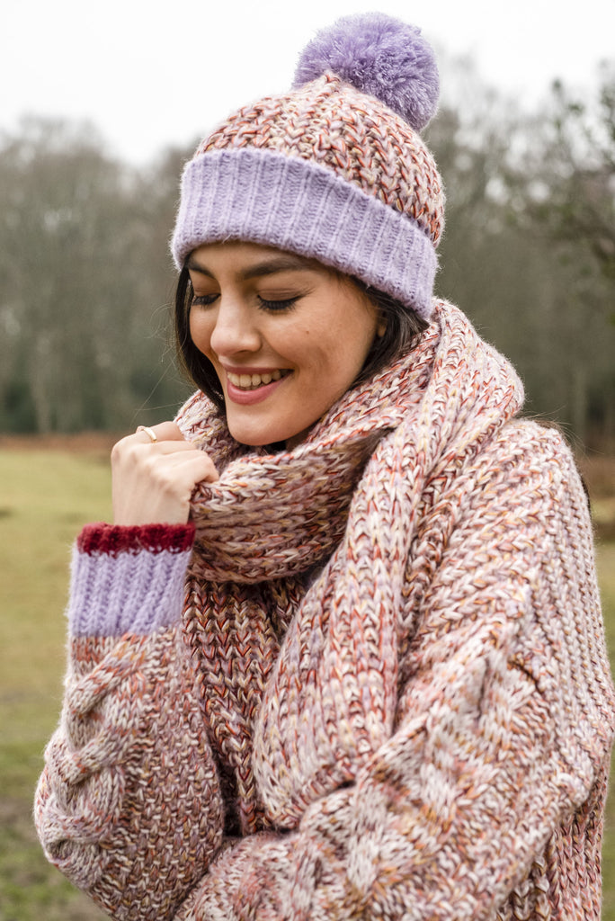 Lolly Beanie Bobble Hat - Lilac - Cara & The Sky