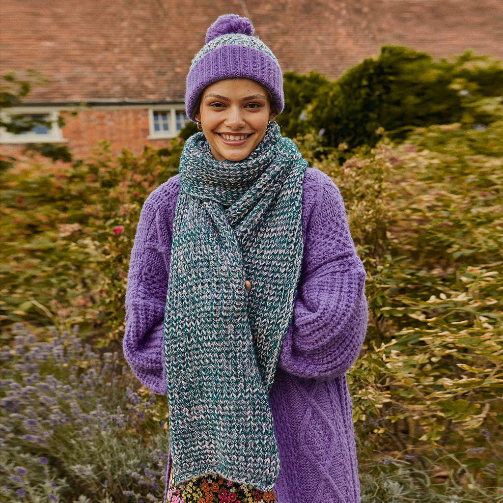 Lolly Twist Beanie Bobble Hat - Purple - Cara & The Sky