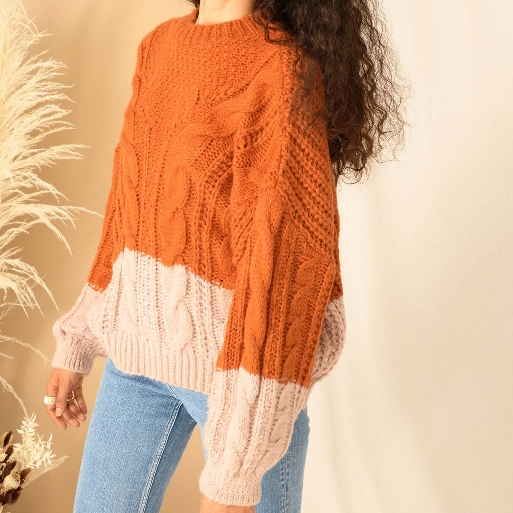 Lucy Cable Jumper - Rust - Cara & The Sky