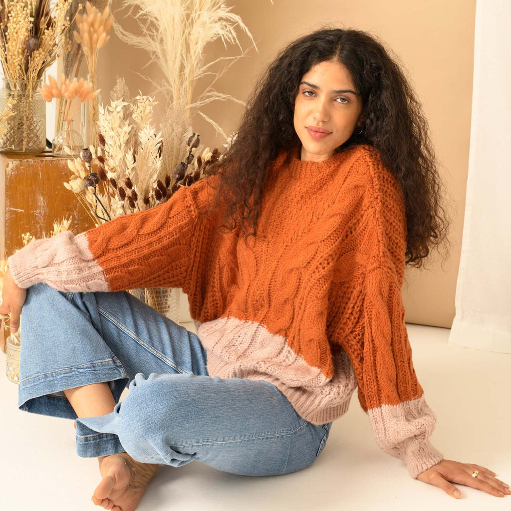 Lucy Cable Jumper - Rust - Cara & The Sky