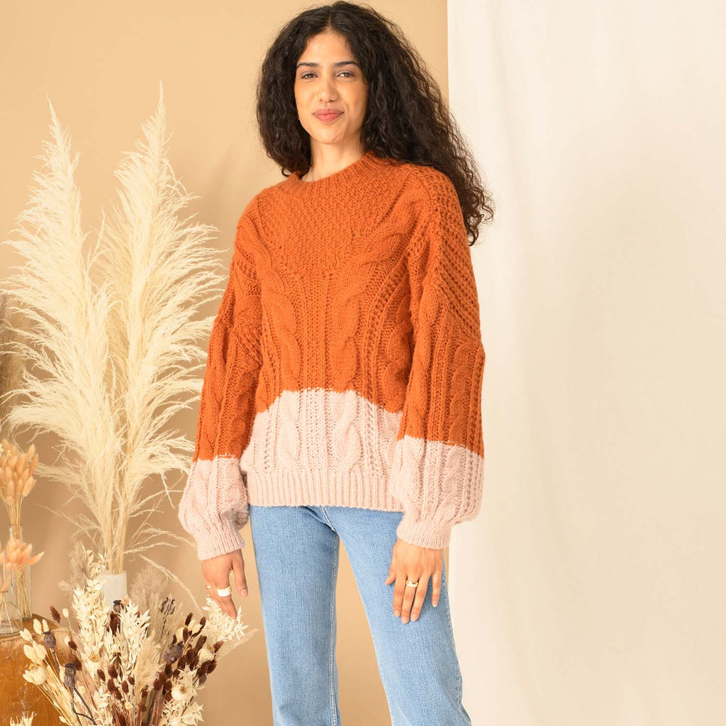 Lucy Cable Jumper - Rust - Cara & The Sky