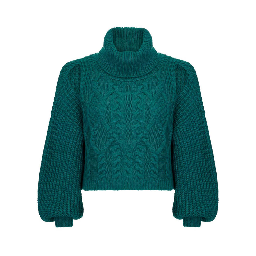 Mimi Crop Cable Jumper - Teal - Cara & The Sky