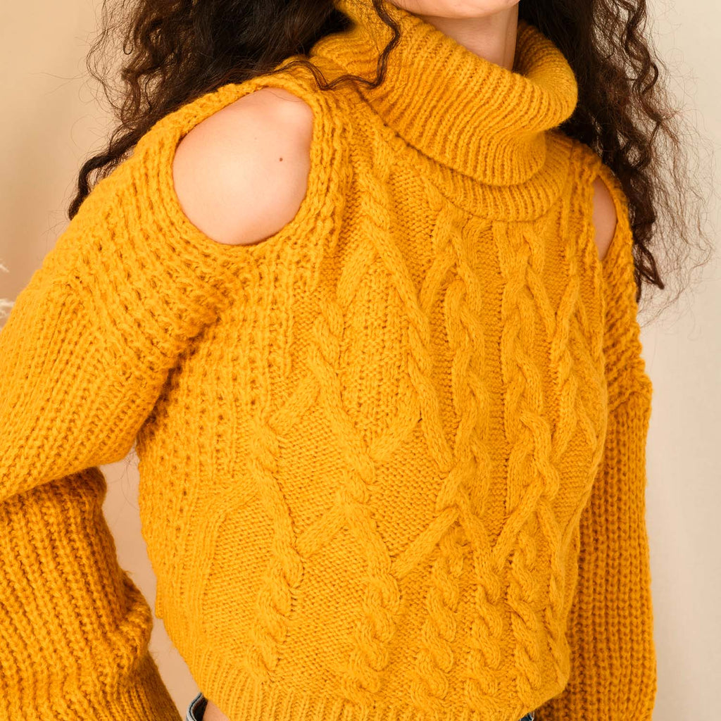 Mimi Crop Cable Jumper - Yellow - Cara & The Sky