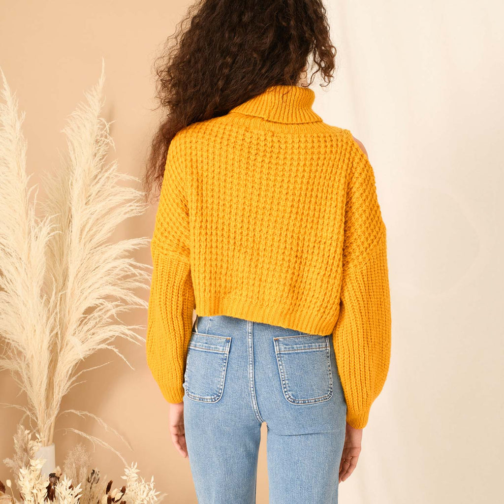 Mimi Crop Cable Jumper - Yellow - Cara & The Sky