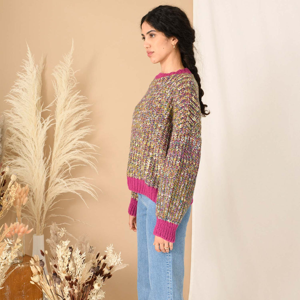 RESALE | Bertie Balloon Sleeve Chunky Knitted Jumper - Multi - Cara & The Sky