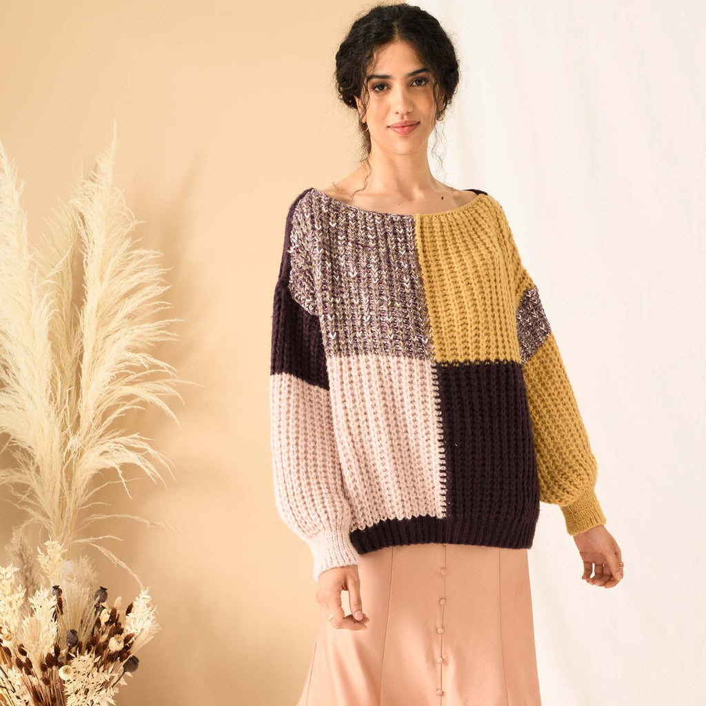 RESALE | Laura Chunky Patchwork Jumper - Plum - Cara & The Sky