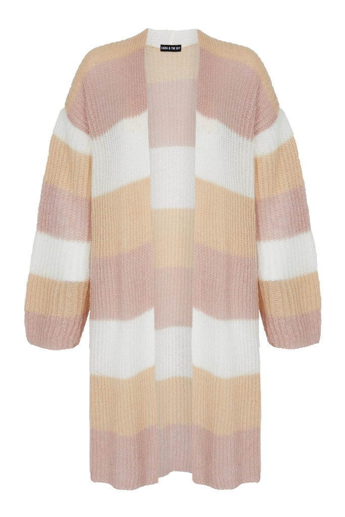 RESALE | Ricci Stripe Longline Cardigan - Beige - Cara & The Sky