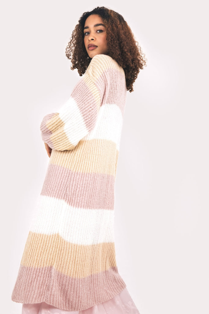 RESALE | Ricci Stripe Longline Cardigan - Beige - Cara & The Sky