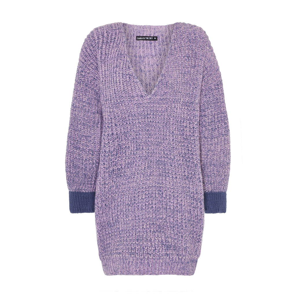 RESALE | Rosie V Neck Twist Tunic Knit Jumper - Lilac - Cara & The Sky