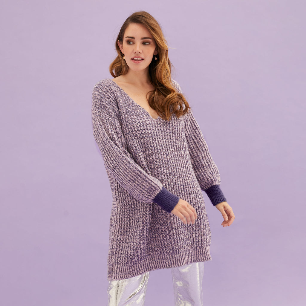 RESALE | Rosie V Neck Twist Tunic Knit Jumper - Lilac - Cara & The Sky