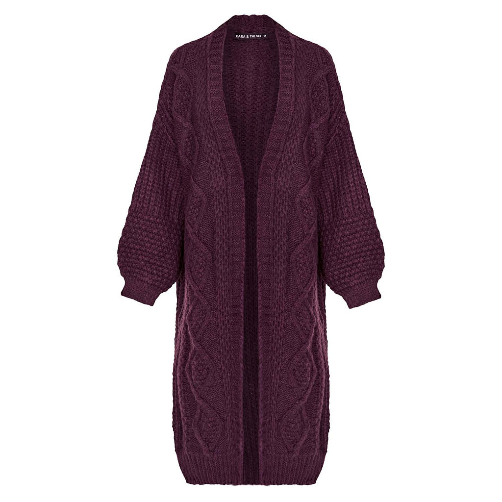 RESALE | Stevie Cable Maxi Cardigan - Plum - Cara & The Sky